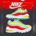 Nike Shoes | Nike Air Max 95 Gs 'White Blue Fury Opti Yellow' | Color: White/Yellow | Size: 4