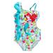 Disney Swim | Disney Store Little Mermaid Ariel Ruffle Cutout Swimsuit Toddler Girls Size 4 | Color: Blue/White | Size: 4g