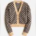 J. Crew Sweaters | J.Crew Xxs Checkered V-Neck Cardigan Sweater In Brushed Yarn Sandy Beach | Color: Blue/Tan | Size: Xs