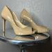 Jessica Simpson Shoes | Jessica Simpson Nude Patent Peep Toe Pump | Color: Cream/Tan | Size: 9