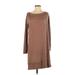 Casual Dress - Sweater Dress: Brown Print Dresses - Women's Size Small