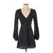 Polly Casual Dress - A-Line Plunge Long sleeves: Black Dresses - Women's Size 4