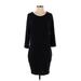 Michael Stars Casual Dress - Sheath Scoop Neck 3/4 sleeves: Black Print Dresses - Women's Size Small