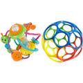 Bieco Motorikball für Babys ab 6 Monate | Greifball und Beißring mit Rassel & Bright Starts, Oball Classic, flexibler und leicht zu handhabender Ball