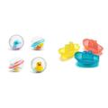 Munchkin Schwimmende Seifenblasen Badespielzeug, 4er-Pack, Modell Sortiert & Playgro Badeboote, 3 Stück, BPA-frei, Ab 6 Monaten, Bright Baby Boats, Blau/Rot/Gelb, 40146