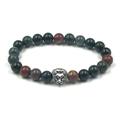 WORLD WIDE GEMS WWG Indian Bloodstone 8mm rondelle smooth 7inch Natural Gemstones Beaded Bracelets for Men Women Healing Crystal Stretch Beaded Bracelet Unisex