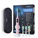 BRUSHKINZ Electric Toothbrush for Adults with 4 Brush Heads & Travel Case, Power Electric Toothbrush with Holder | Battery Toothbrush | One Charge for 90 Days, 5 Modes & 2 Minutes Smart Timer, Pink