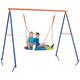 Outsunny Garden Swing Set, Kids Swing Nest, Swing Seat with A-Frame Structure, Child Swing for Outdoor Use - Multicoloured