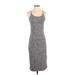 Leith Casual Dress - Midi Scoop Neck Sleeveless: Gray Marled Dresses - Women's Size Small