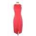 Ann Taylor Cocktail Dress - Midi: Red Solid Dresses - Women's Size 2