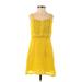 Lucca Couture Casual Dress - Mini Scoop Neck Sleeveless: Yellow Print Dresses - Women's Size X-Small