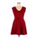 Charlotte Russe Cocktail Dress - A-Line V Neck Sleeveless: Burgundy Print Dresses - Women's Size X-Large