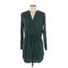 Gap Outlet Casual Dress - Mini V Neck 3/4 sleeves: Green Print Dresses - Women's Size Small