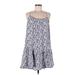 H&M Casual Dress - DropWaist Scoop Neck Sleeveless: Blue Floral Dresses - Women's Size Medium