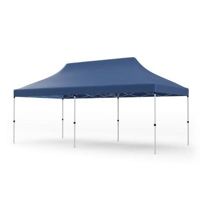 Costway 10 X 20 Ft Pop-up Canopy Upf50+ Sun Protection Tent w/ Carrying Bag Blue Metal/Soft-top | 124.5 H x 240 W x 120 D in | Wayfair HCST00211