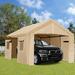 Euker 10 Ft. W x 19.5 Ft. D Carport Canopy Portable Garage w/ Removable Sidewalls, Steel in Brown | 110.24 H x 118.12 W x 236.23 D in | Wayfair