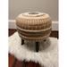 Herat Oriental Solid Wood Accent Stool Wood/Upholstered in Black/Brown/White | 16 H x 16 W x 16 D in | Wayfair FSM1035
