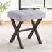 Everly Quinn Baltasar Steel Accent Stool Faux Leather/Upholstered/Leather in Gray/Brown | 18 H x 16.9 W x 12.9 D in | Wayfair