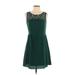 American Eagle Outfitters Casual Dress - A-Line Scoop Neck Sleeveless: Green Print Dresses - Women's Size 4
