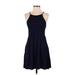 Socialite Casual Dress - A-Line Halter Sleeveless: Blue Print Dresses - Women's Size Small