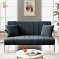 Mercer41 Treon 60.63" Upholstered Sofa Velvet, Metal in Gray | 33.46 H x 60.63 W x 26.18 D in | Wayfair 5469305330664AA49DBFCCE686788CA2