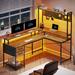 17 Stories Toree 54" W L-Shaped Computer Desk w/ Hutch Wood/Metal in Brown | 59 H x 54 W x 18.5 D in | Wayfair 79BFBFABCF9847D7AAD9F102623DCBB8