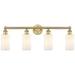 Clymer 30.88"W 4 Light Brushed Brass Bath Vanity Light With White Shad