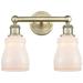 Ellery 13.75" Wide 2 Light Antique Brass Bath Vanity Light With White