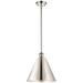 Ballston Cone 12" Wide Polished Nickel Pendant With Polished Nickel Sh