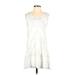 Skye's The Limit Casual Dress - A-Line V Neck Sleeveless: White Print Dresses - Women's Size Small Petite