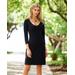 Boston Proper - Jet Black - Beyond Travel Three-Quarter Sleeve V Neck Dress - Medium