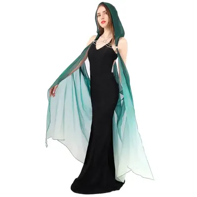 Wenam Kapuzen umhang für Frauen Elf in voller Länge Tüll Gothic Braut umhang von der Schulter Image