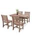 Efurden 5-Piece Patio Dining Sets Poly Lumber Outdoor Dining Set for 4 Weather Resistant Patio Table and Chairs Set That Never Rust for Garden (1 Dining Table + 4 Patio Chairs Brown)