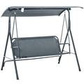 IVV Outdoor Patio Swing Chair 3-Person Armrest Seat Canopy Porch Swing w/Adjustable Shading Heavy-Duty Powder-Coated Swing Sets for Backyard Poolside Balcony - Gray