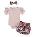 Kids Romper Shorts Bodysuit+Flower Print Girls Baby Set Clothes Outfits Girls Outfits&Set