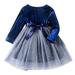 EHQJNJ Baby Girl Outfits 0-3 Months Summer Toddler Girls Long Sleeve Lace Princess Dress Dance Party Lace Dresses Clothes Blue Camouflage For Kids Girls 9-10