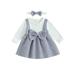 Wassery Baby Girls Princess Dress Big Bowknot Patchwork Crew Neck Long Sleeve Dress Fall Fashion Casual Dress Headband