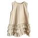 EHQJNJ Baby Girls Clothing Winter Clothes Children s Cotton and Linen Lace Dress Vest Dress Sleeveless Dress Princess Dress Little Girl Fashion Dress For Children From 1 To 6 Years Old Khaki Striped