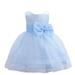 Fimkaul Girls Dresses Spring Summer Ruffle Bow Tie Sleeveless Show Lace Tulle Princess Clothing Dress Baby Clothes Blue