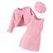Fall Outfits For Baby Girls Long Sleeve Solid Colour Woolen Floral Coat Sundress Hat Three Piece Outfits Set Boy Outfits Pink 5 Years-6 Years