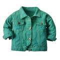 Mrat Kids Coat Baby Boys Girls Jacket Fall Long Sleeve Button Coat Cardigan Stand Collar Coat Open Front Jacket Outerwear Clothes Children s Jacket Green 5-6 Years