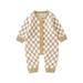 Unisex Baby Girl Boy Knitted Romper Jumpsuit Checkerboard Plaid One Piece Button Down Sweater Playsuit Clothes