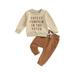 Newborn Baby Halloween Clothes Letter Print Sweatshirt and Pants