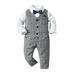 Baby Girl Fall Outfits Boys Long Sleeve T Shirt Tops Plaid Vest Coat Pants Gentleman Outfits Baby Boys Clothing Sets Grey 3 Years-4 Years