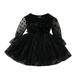 mveomtd Children Kids Toddler Baby Girls Long Sleeve Solid Polka Dot Tulle Dress Princess Dress Outfits Clothes Toddler Cold Shoulder Dress Children Place Dresses for Girls