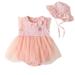 mveomtd Baby Girl Clothes Lace Jumpsuit Ruffles Romper Strawberry Sleeveless Romper Bodysuit Sunsuit Outfits Set 6 Month Baby Girl Clothes First Easter Baby Girl Outfit