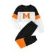 Baby Outfits For Girls Outfit Letters Prints Long Sleeves Tops Hoodie Sweatershirt Pants 2Pcs Set Outfits Baby Boy s Clothing Orange 6 Years-7 Years