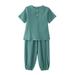 Baby Girl Outfits Boys Summer Short Sleeve Solid Color Tops Pants 2Pcs Outfits Clothes Set Clothes Baby Boy s Clothing Blue 9 Months-12 Months