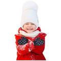 Bjutir Kids Winter Gloves Children Kids Boys Girls Winter Love Heart Print Color Warm Knitted Gloves