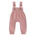 CIYCuIT Toddler Baby Girls Boys Knitted Jumpsuit Overalls Sleeveless Solid Color Suspender Romper Pants Infant Casual Daily Clothes 6M 9M 12M 24M 3T